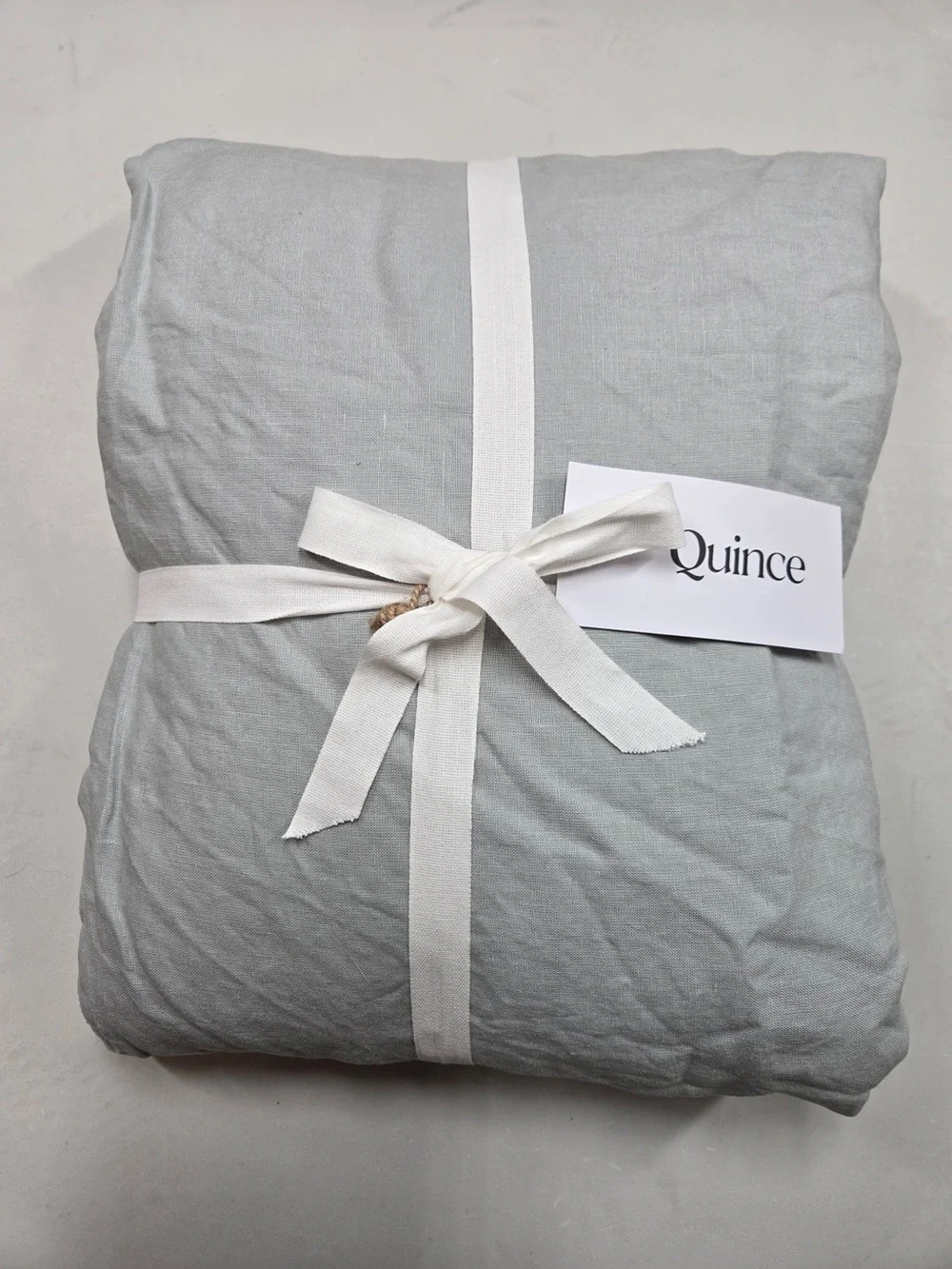 NWT QUINCE European Linen Fitted Sheet Set Cal King Mist 9511